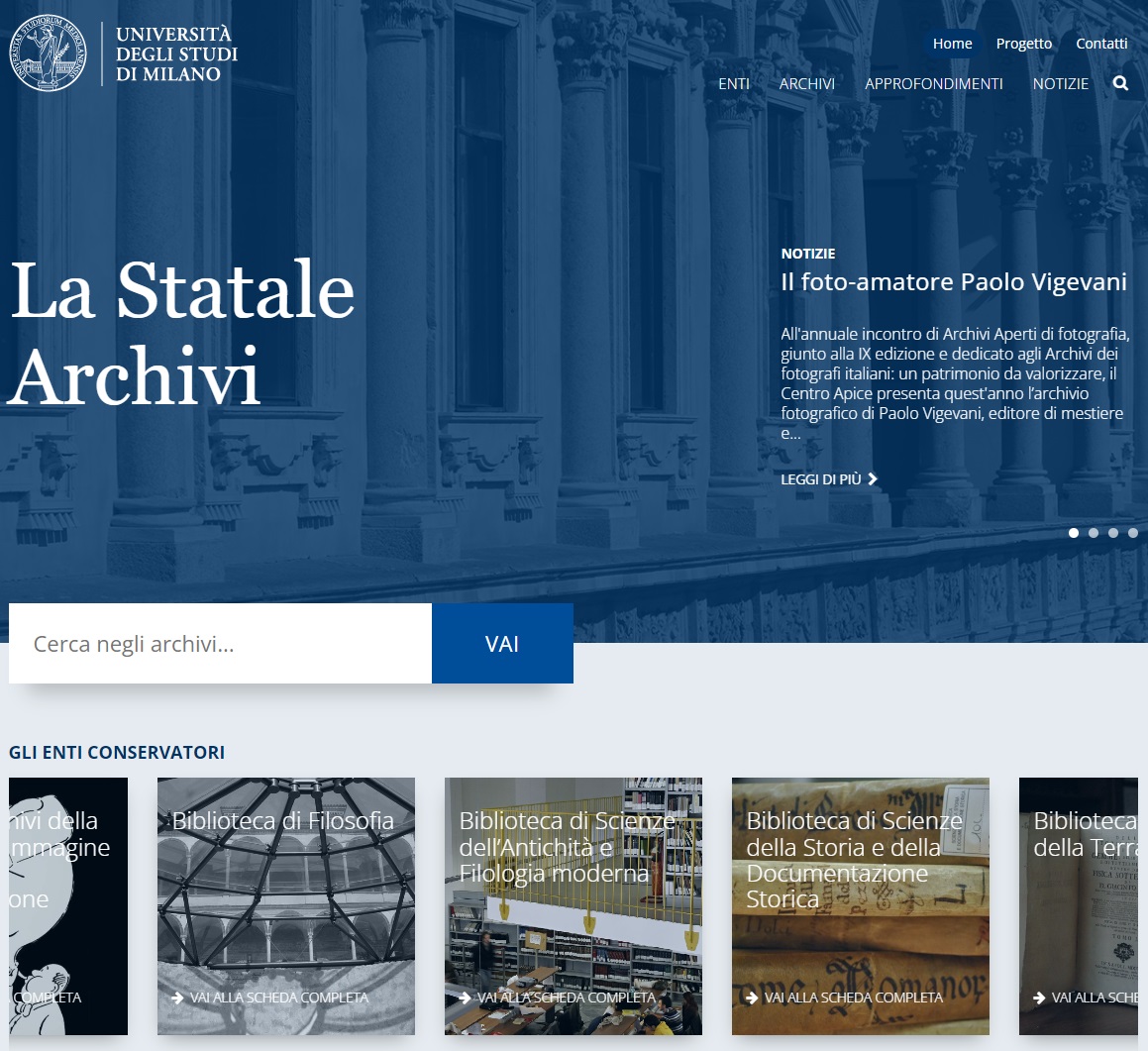 Home Page de La Statale Archvi